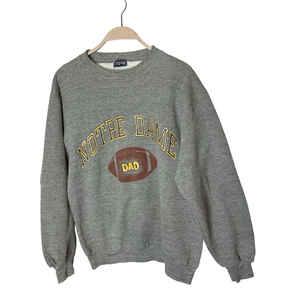 Notre Dame Dad Crewneck‎ Sweatshirt Large JanSport Gray  Logo